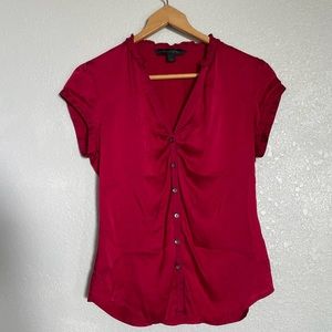 Express Design Studio - Red Silk Cap Sleeve Blouse - Size S